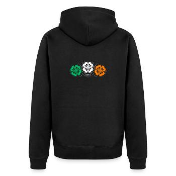 Three St Patrick's Day Shamrocks in Irish Colors - Unisex Premium Organic Zip Hoodie - black - Back - Nico (187cm)