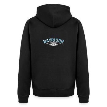 Bayrisch und gsund - Unisex Premium Bio Zip Hoodie - Schwarz - Hinten - Nico (187cm)