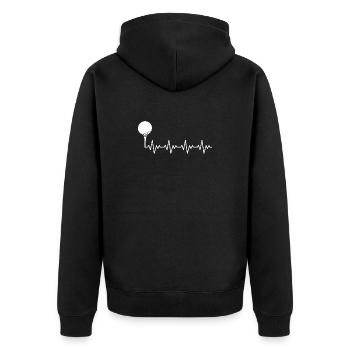 Golf Golfer Golfball EKG Herzschlag Herzfrequenz - Unisex Premium Bio Zip Hoodie - Schwarz - Hinten - Nico (187cm)
