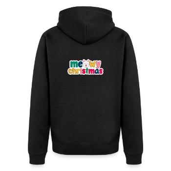 Katzenweihnachten – Miau-Weihnachten - Unisex Premium Bio Zip Hoodie - Schwarz - Hinten - Nico (187cm)