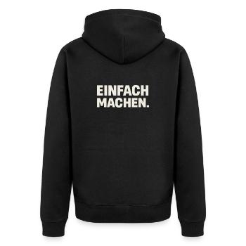 Einfach Machen Großbuchstaben - Unisex Premium Bio Zip Hoodie - Schwarz - Hinten - Nico (187cm)
