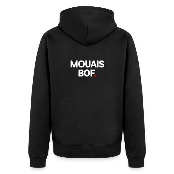 JA, ALSO. – Minimalistische Humorreaktion - Unisex Premium Bio Zip Hoodie - Schwarz - Hinten - Nico (187cm)