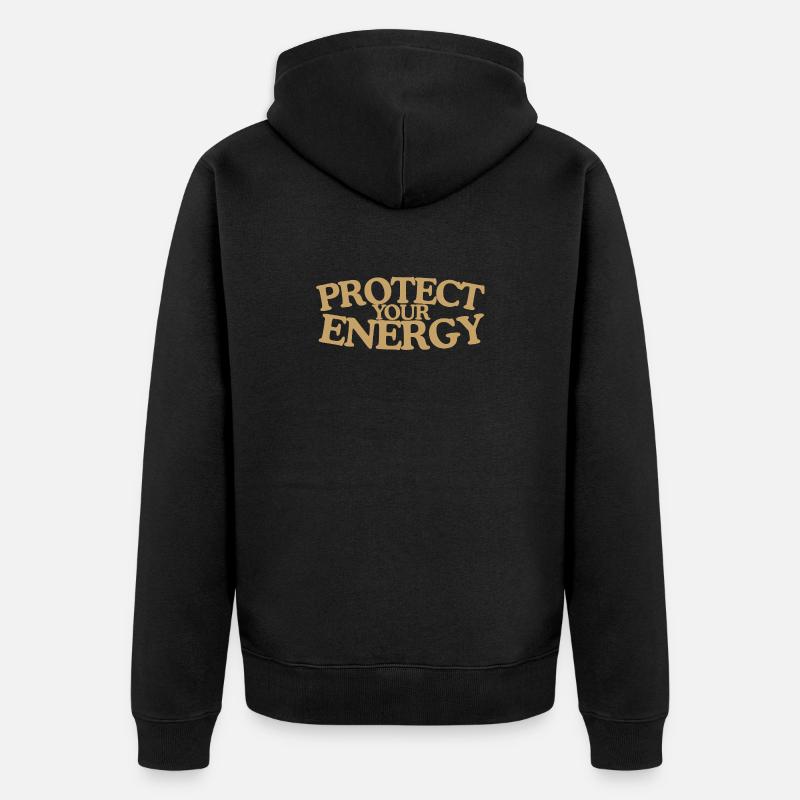 Protect your energy Retro Spruch Design - Unisex Premium Bio Zip Hoodie - Schwarz