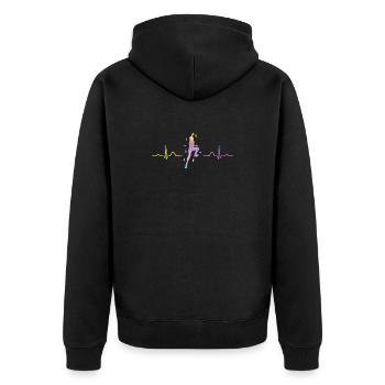Boulderer heartbeat Bouldering Bouldering - Unisex Premium Organic Zip Hoodie - black - Back - Nico (187cm)