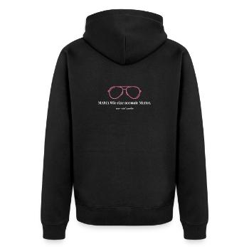 Coole Mama - Wie eine normale Mutter nur viel cool - Unisex Premium Bio Zip Hoodie - Schwarz - Hinten - Nico (187cm)