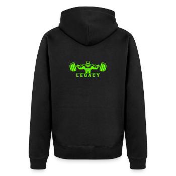 Legacy Minimalist Gym Design – Neon Green Fitness  - Veste à capuche bio Premium Unisexe - noir - Dos - Nico (187cm)
