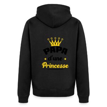Papa d'une Princesse Cadeau Père et Fille - Veste à capuche bio Premium Unisexe - noir - Dos - Nico (187cm)