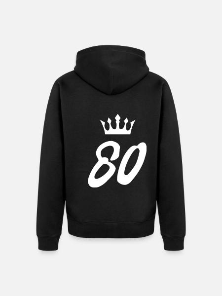 80 Zahl Krone - Unisex Premium Bio Zip Hoodie - Schwarz