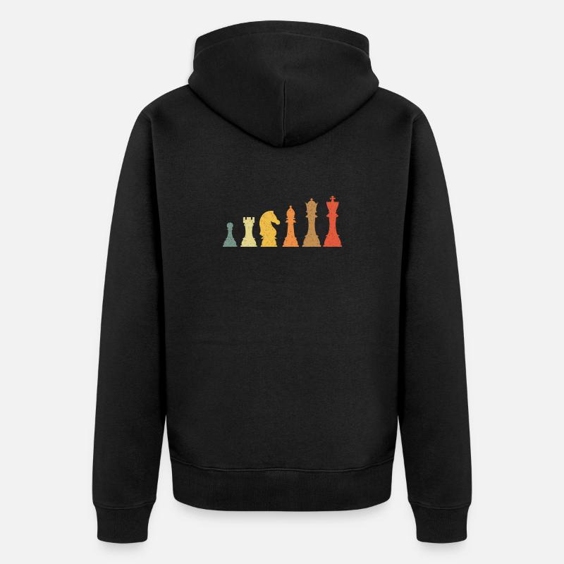 Chess Evolution Vintage Retro - Unisex Premium Organic Zip Hoodie - black