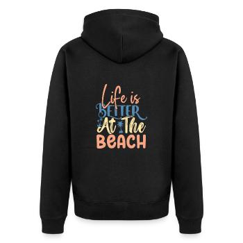 La vie est plus belle à la plage - Veste à capuche bio Premium Unisexe - noir - Dos - Nico (187cm)