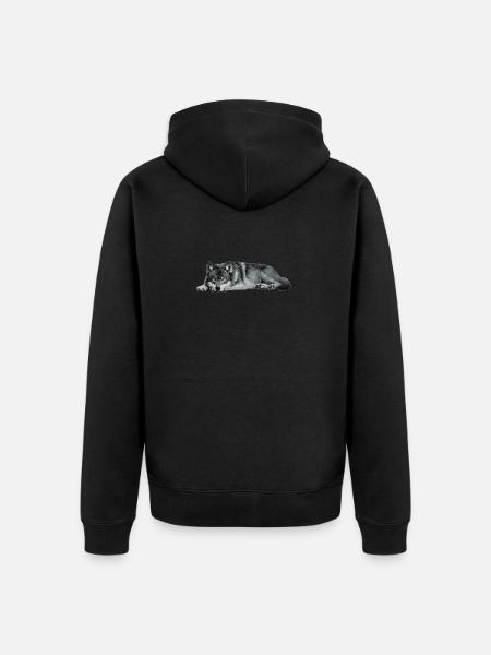 wolf - Unisex Premium Organic Zip Hoodie - black