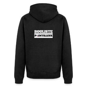 BOULISTE POINTILLEUX - Humour Pétanque - Veste à capuche bio Premium Unisexe - noir - Dos - Nico (187cm)