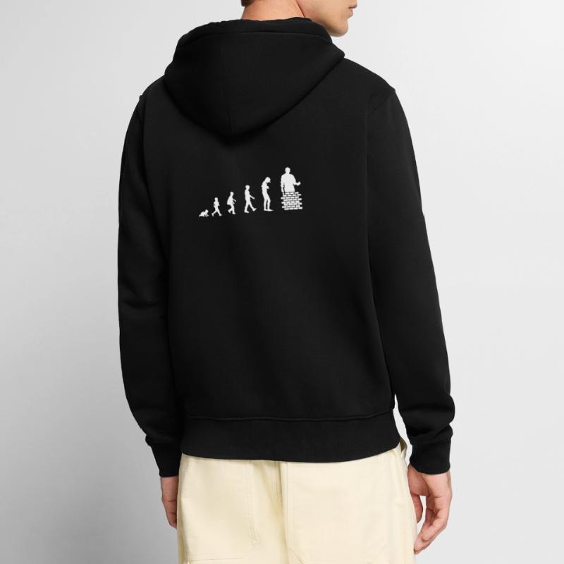 Evolution from baby to bricklayer / profession Unisex Premium Organic Zip Hoodie