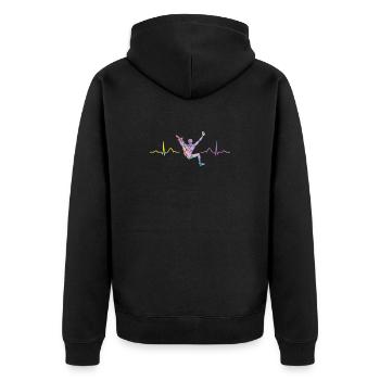 Boulderer heartbeat Bouldering Bouldering - Unisex Premium Organic Zip Hoodie - black - Back - Nico (187cm)
