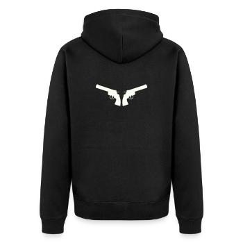 waffen- - Unisex Premium Bio Zip Hoodie - Schwarz - Hinten - Nico (187cm)