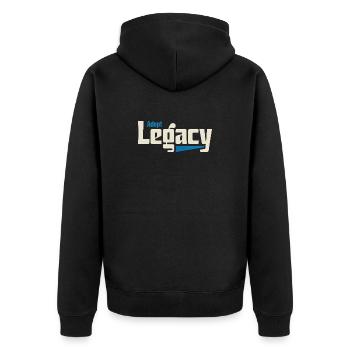 Adopt Legacy: Rescue Pride Tee - Unisex Premium Bio Zip Hoodie - Schwarz - Hinten - Nico (187cm)