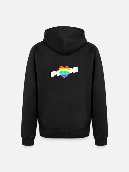 Pride Herz - Regenbogen Design - Unisex Premium Bio Zip Hoodie - Schwarz