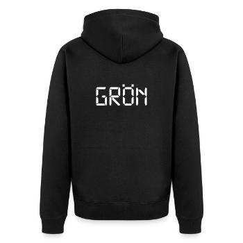 Grün – LCD - Unisex Premium Bio Zip Hoodie - Schwarz - Hinten - Nico (187cm)
