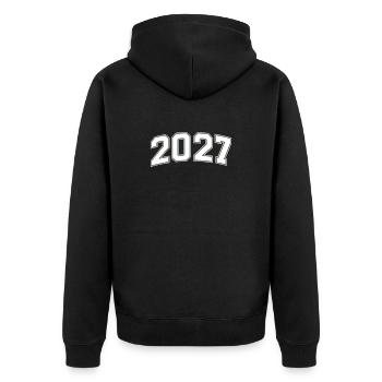 2027 Blockzahlen Retro - Unisex Premium Bio Zip Hoodie - Schwarz - Hinten - Nico (187cm)