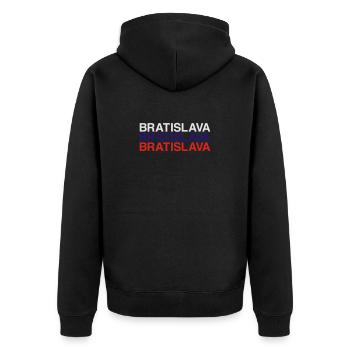 BRATISLAVA Slovakia Slowakei Flagge - Unisex Premium Bio Zip Hoodie - Schwarz - Hinten - Nico (187cm)