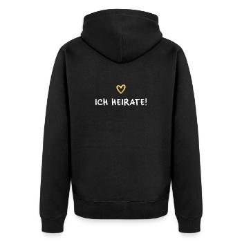Ich heirate Herz gold Hochzeit Geschenk - Unisex Premium Bio Zip Hoodie - Schwarz - Hinten - Nico (187cm)