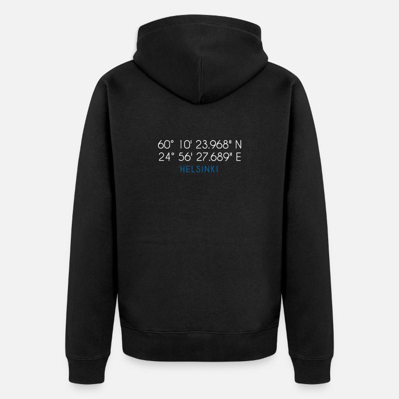 Coordonnées Helsinki Finlande - Veste à capuche bio Premium Unisexe - noir