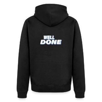WELL DONE - Unisex Premium Organic Zip Hoodie - black - Back - Nico (187cm)