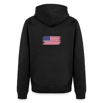 Bürste für die amerikanische Flagge - Unisex Premium Bio Zip Hoodie - Schwarz - Hinten - Nico (187cm)