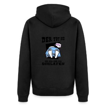 schlafmodus "der tut nix" napping schlafmütze - Unisex Premium Bio Zip Hoodie - Schwarz - Hinten - Nico (187cm)