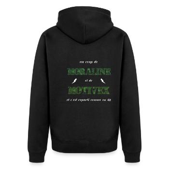 Un coup de motivex et de moraline - Veste à capuche bio Premium Unisexe - noir - Dos - Nico (187cm)