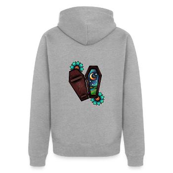 Ça va être tout noir - Veste à capuche bio Premium Unisexe - gris chiné - Dos - Nico (187cm)