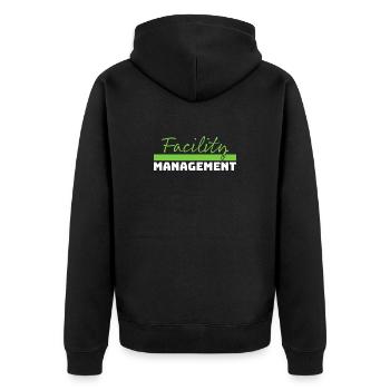 Tshirt Facility Management green white - Unisex Premium Organic Zip Hoodie - black - Back - Nico (187cm)