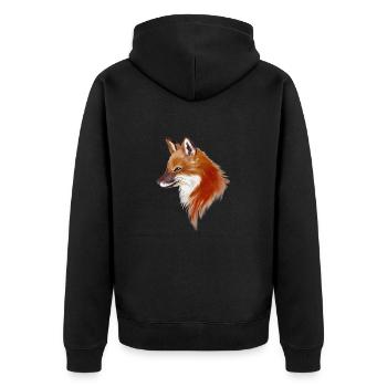 Fuchs Aquarell - Unisex Premium Bio Zip Hoodie - Schwarz - Hinten - Nico (187cm)