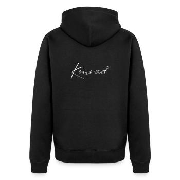 Konrad Name T-Shirt Geschenk Für Männer - Unisex Premium Bio Zip Hoodie - Schwarz - Hinten - Nico (187cm)