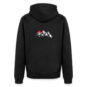 Alpine Sunrise Over Peaks - Unisex Premium Organic Zip Hoodie - black - Back - Nico (187cm)