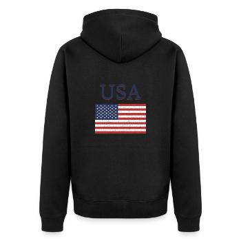 Drapeau des États-Unis - Veste à capuche bio Premium Unisexe - noir - Dos - Nico (187cm)