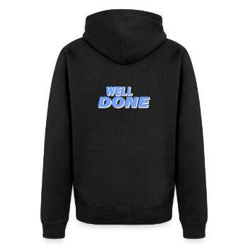 WELL DONE - Unisex Premium Organic Zip Hoodie - black - Back - Nico (187cm)