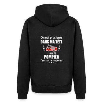 Dans ma tête pompier, sapeur pompieur,camion - Veste à capuche bio Premium Unisexe - noir - Dos - Nico (187cm)