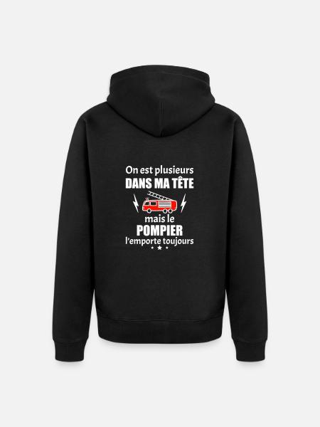 Dans ma tête pompier, sapeur pompieur,camion - Veste à capuche bio Premium Unisexe - noir