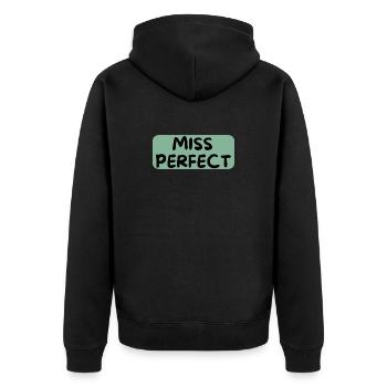 Miss Perfect - Unisex Premium Bio Zip Hoodie - Schwarz - Hinten - Nico (187cm)