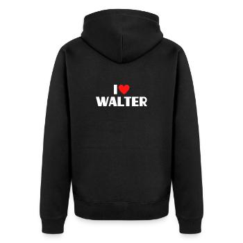 I love Walter Rotes Herz Romantischer Name Fan - Unisex Premium Bio Zip Hoodie - Schwarz - Hinten - Nico (187cm)