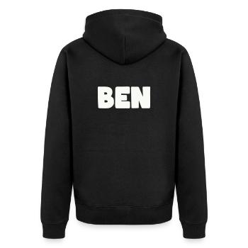 Ben Name - Unisex Premium Bio Zip Hoodie - Schwarz - Hinten - Nico (187cm)