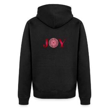 JOY – Typographie de Noël avec des cannes de Noël - Veste à capuche bio Premium Unisexe - noir - Dos - Nico (187cm)