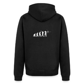 Evolution der Bogenschießfrau Bogenjägerin Sportgeschenk - Unisex Premium Bio Zip Hoodie - Schwarz - Hinten - Nico (187cm)