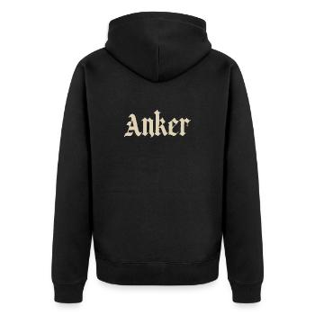 Anker Gothic Vintage Design - Unisex Premium Bio Zip Hoodie - Schwarz - Hinten - Nico (187cm)