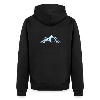 Silhouette de montagne en bleu ciel - Veste à capuche bio Premium Unisexe - noir - Dos - Nico (187cm)