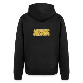 Antwerp Belgium Wortbild Retro Stil - Unisex Premium Bio Zip Hoodie - Schwarz - Hinten - Nico (187cm)