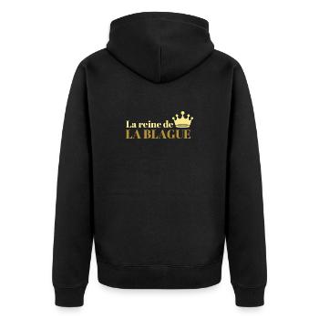 Die Königin der Witze - Unisex Premium Bio Zip Hoodie - Schwarz - Hinten - Nico (187cm)