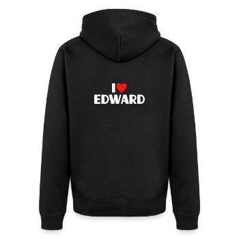 I love Edward Red Heart Romantic Name Fan - Unisex Premium Organic Zip Hoodie - black - Back - Nico (187cm)