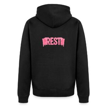 Rest Typography Sofa Pink Design - Unisex Premium Organic Zip Hoodie - black - Back - Nico (187cm)